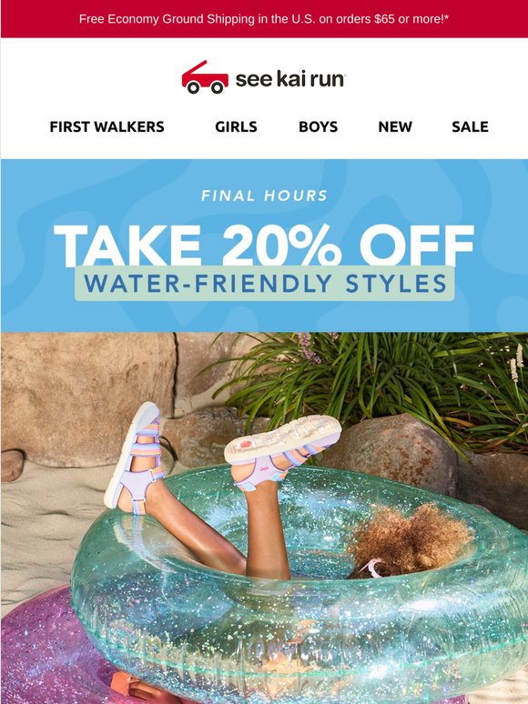 Last chance: 20% Off Water-Friendly Styles