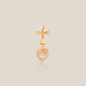 Cross Heart Bezel Charm
