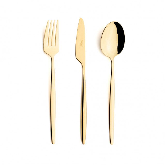 Solo Gold Polished 5 pc Set (Dinner Knife, Dinner Fork, Table Spoon, Dessert Fork, Dessert Spoon)