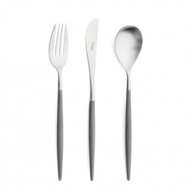 Mio Steel Grey Handle/Steel Matte 24 pc Set (6x Dinner Knives, Dinner Forks, Table Spoons, Coffee/Tea Spoons)