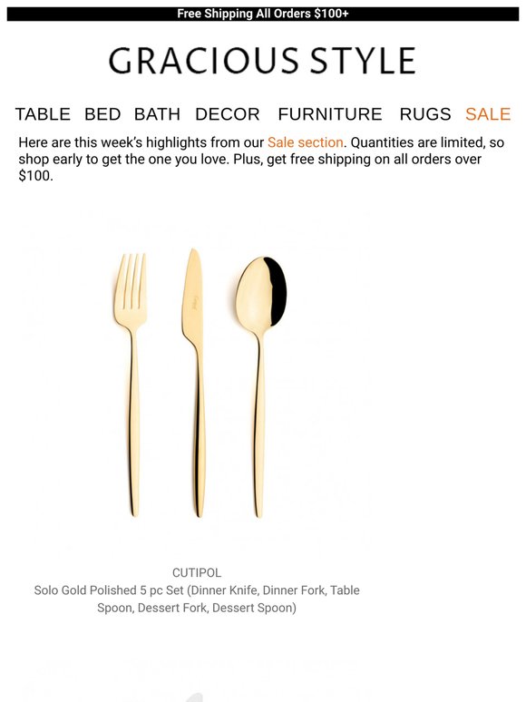Tuesday Sale: Save up to 80% on Dessert Spoons, Teaspoons, Bath Rugs and more!