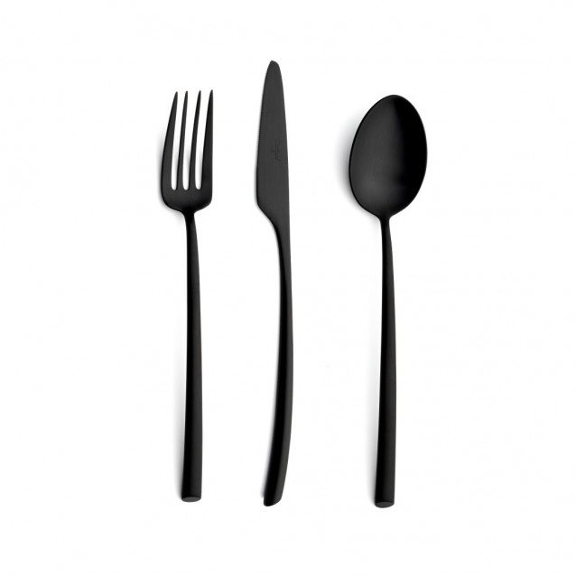 Mezzo Black 5 pc Set (Dinner Knife, Dinner Fork, Table Spoon, Dessert Fork, Dessert Spoon)