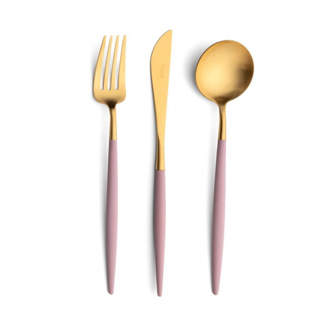 Goa Pink Handle/Gold Matte Dessert Spoon 7.1 in (18 cm)