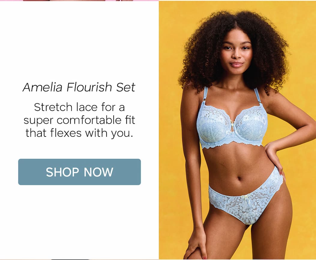 Amelia Flourish Set. Stretch lace for a super comfortable fit that flexes with you.