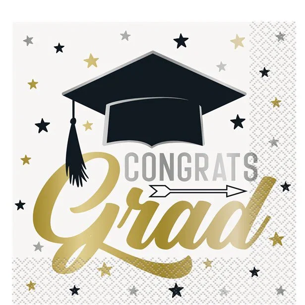 Image of Stars & Caps Graduation Paper Napkins - 33cm (16pk)
