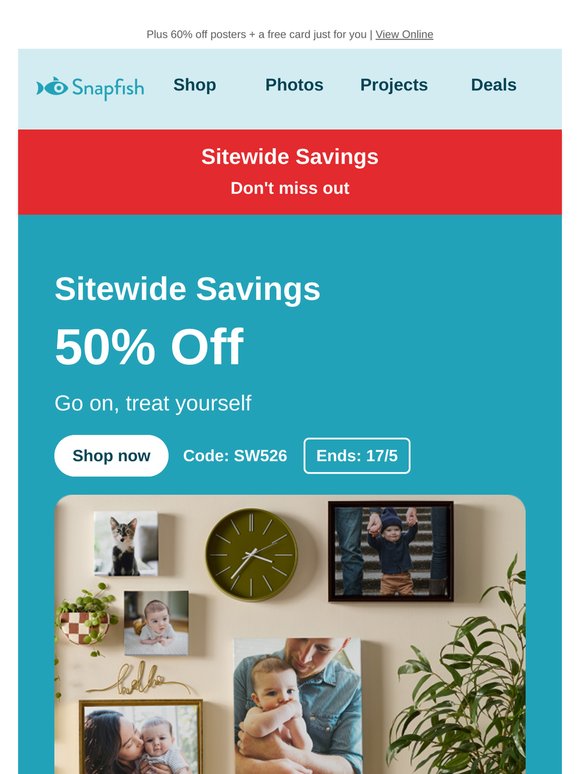 Your photos, printed. 50% off everything