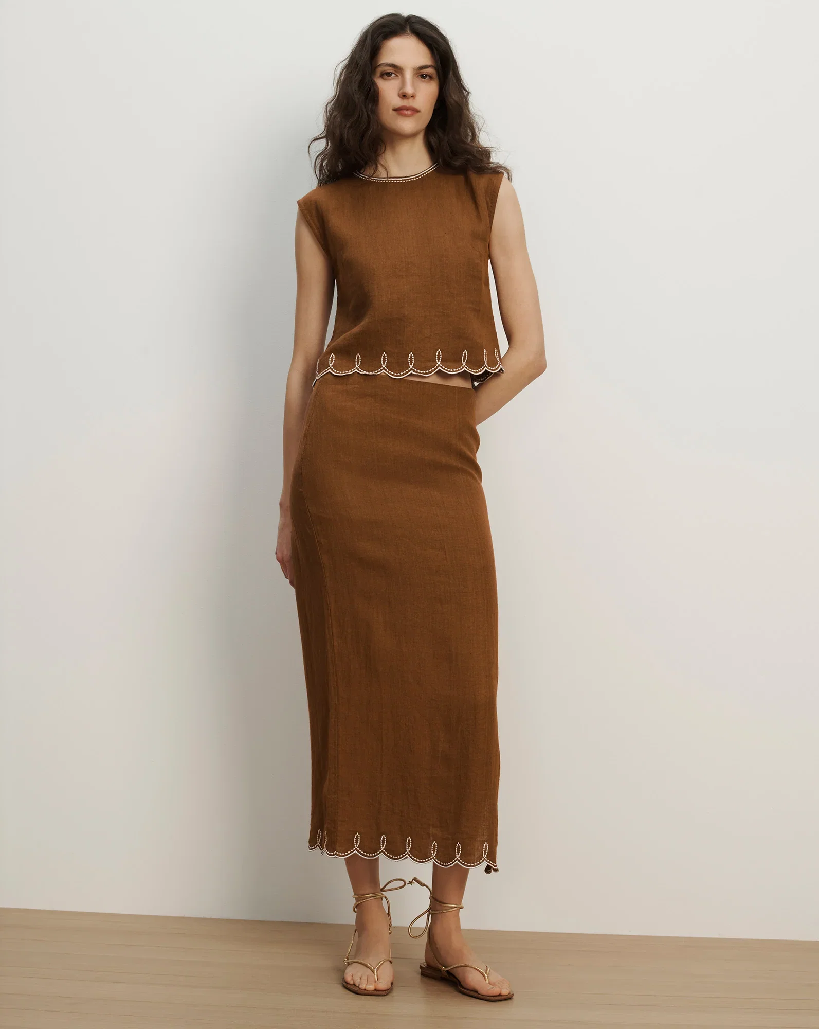 Image of Malou Linen Midi Skirt