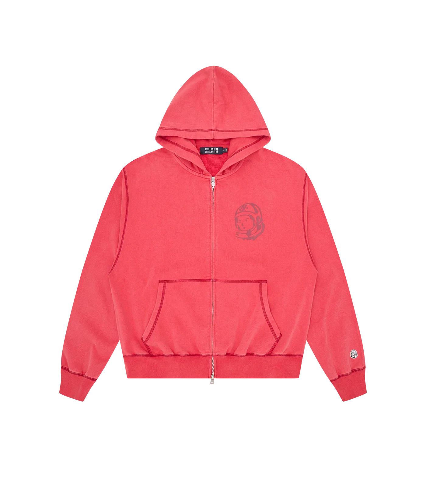 Image of OVERSIZED COLLEGE ZIP THROUGH HOOD - RED