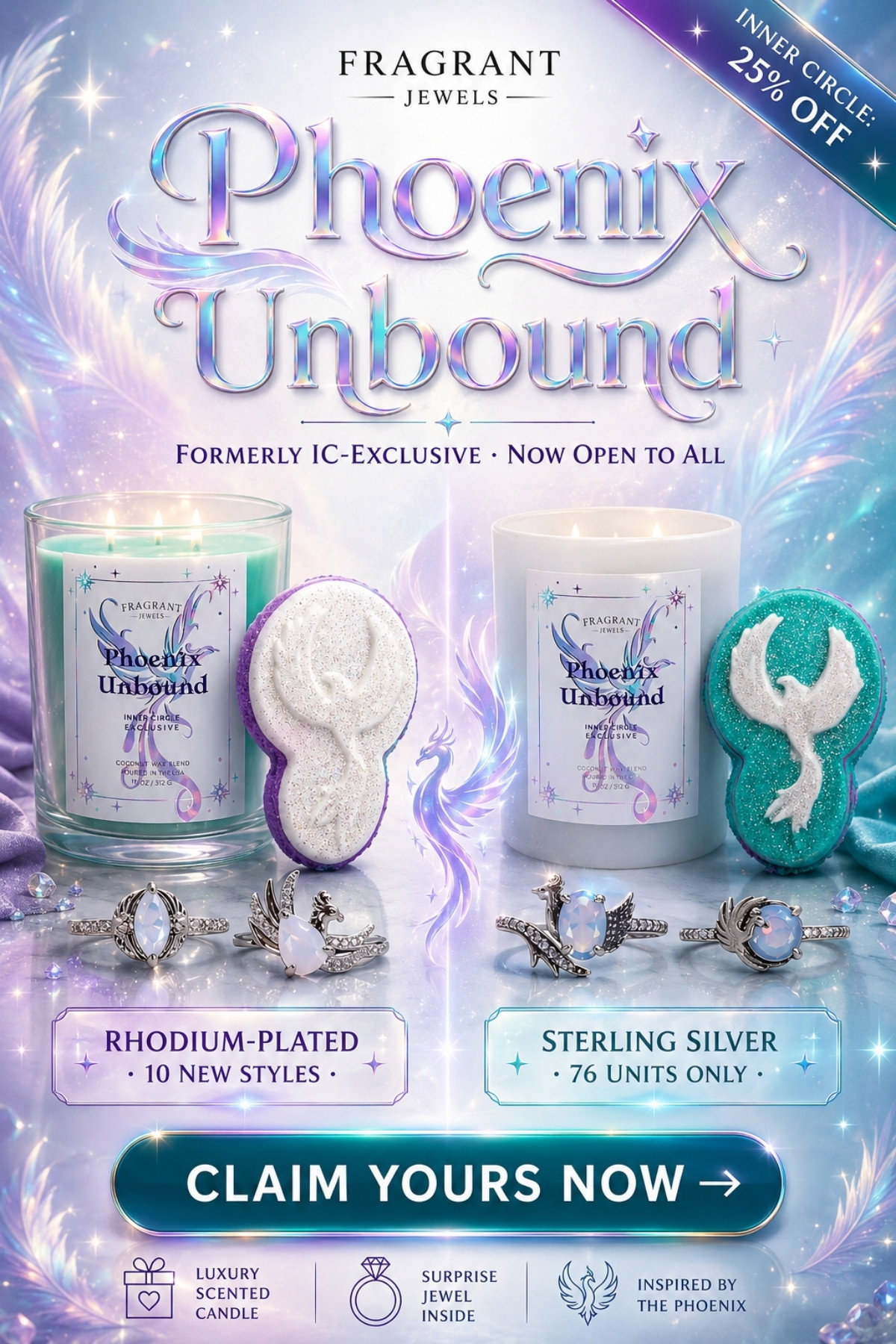 Phoenix Unbound - Now Available to Everyone - IC Members Save 25% - 10 new rings in Rhodium & Sterling Silver - Tap to Shop Now Before It's Gone