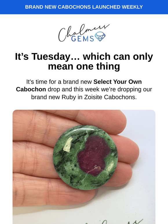 ❤️ This Week’s Drop: Ruby In Zoisite Cabochons 🤩