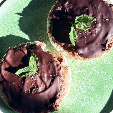 immage of two chocolate mint crunch bars on a plate