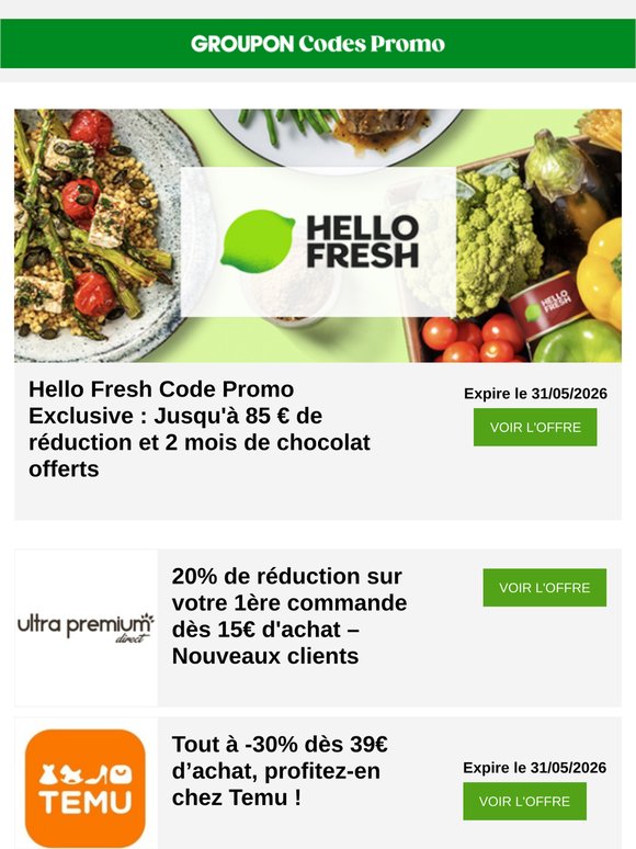 HelloFresh: code exclusif, 85€ offerts