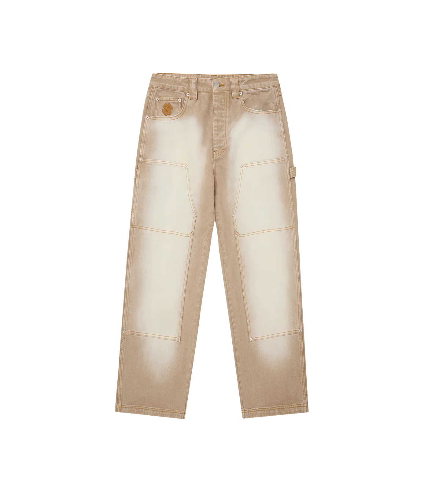 Image of DISTRESSED ASTRO DENIM CARPENTER PANTS - SAND WASH