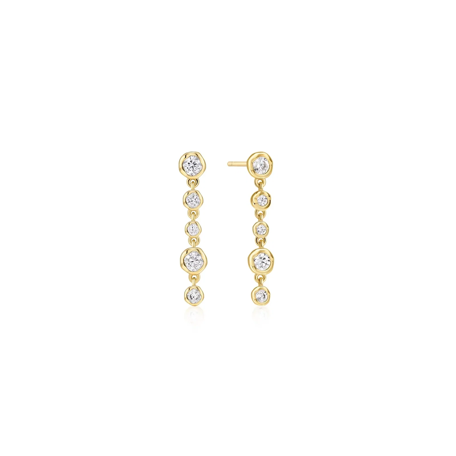 Image of Gold Molten Cascade Bezel-Set Drop Stud Earrings