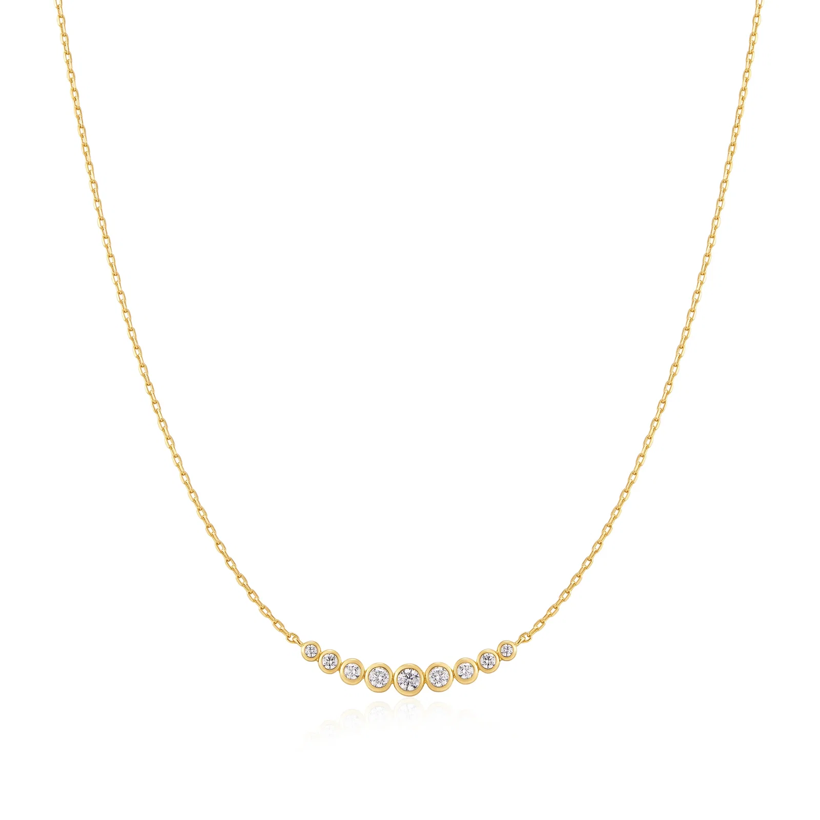 Image of Gold Graduated Bezel-Set Necklace