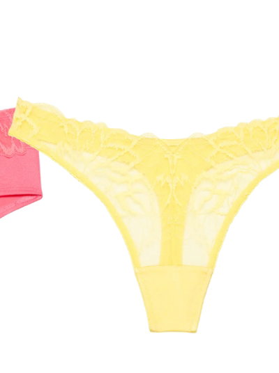Diva High Leg Thong Panty with Lush Lace in Pale Banana