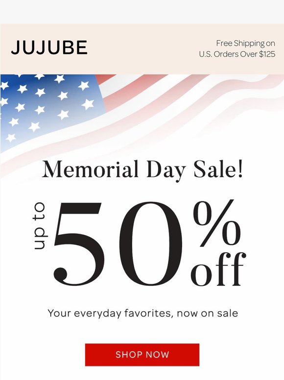 Memorial Day Sale: Up to 50% Off