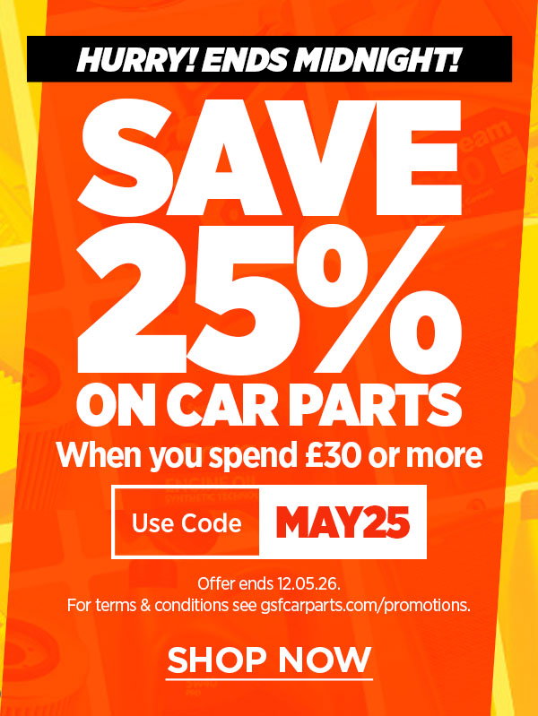 Save 25% on Car Parts When You Spend £30 or More - Use Code GSF25