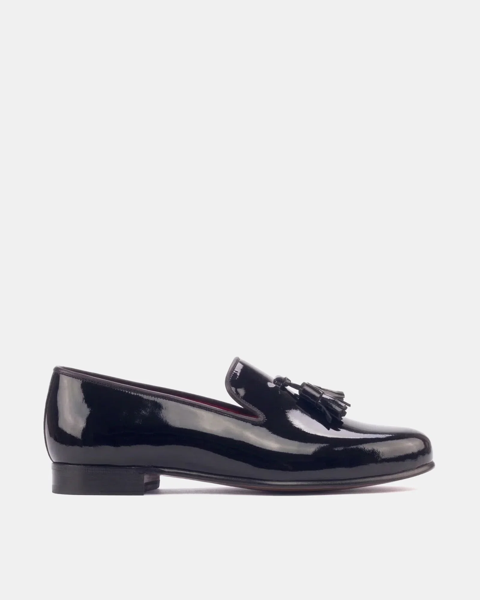 Image of Black Patent Tassel Slippers