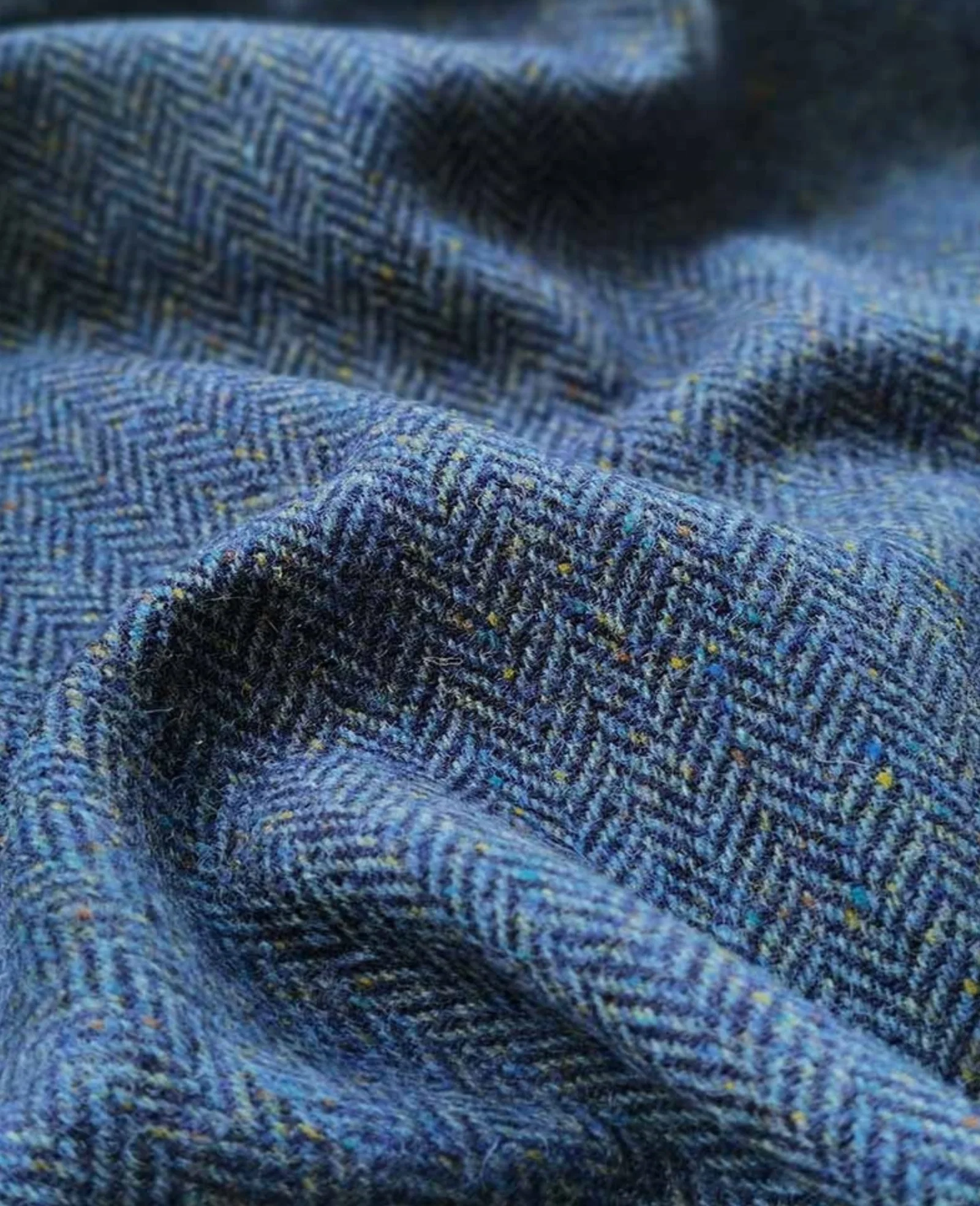 Image of Eske - Navy & Blue Herringbone, Flecked Donegal Tweed