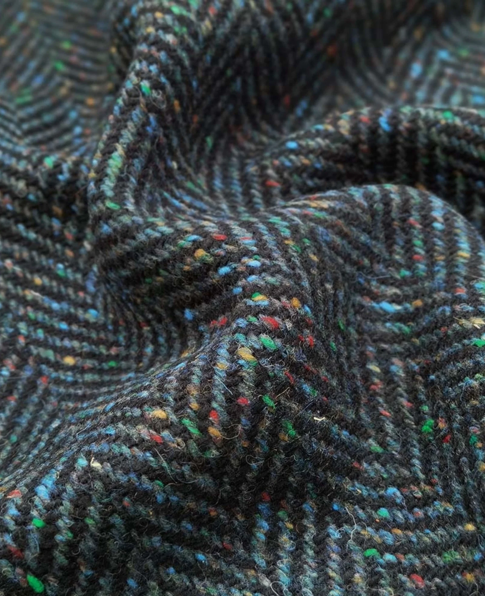 Image of Errigal - Navy Herringbone, Flecked Donegal Tweed