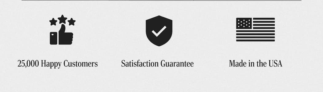 25,000 Happy Customers. Satisfaction Guarantee. Made in USA.