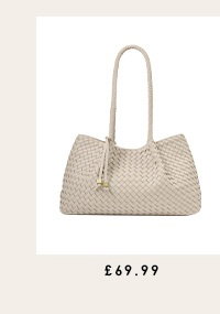  Nova Hand Woven Small Shoulder Tote in Oyster