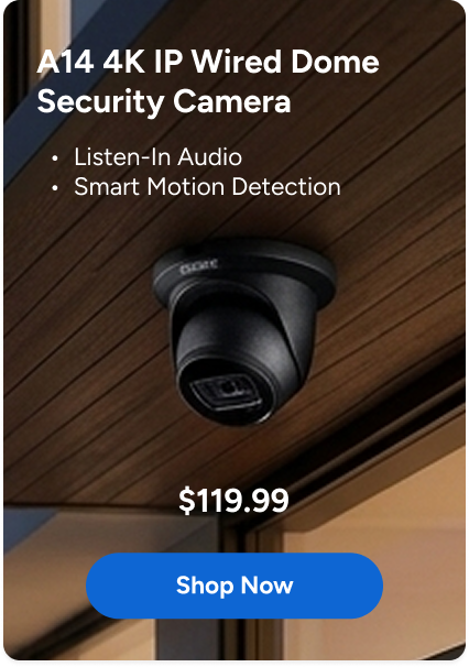 A14 4K IP Wired Dome Security Camera with Listen-In Audio and Smart Motion Detection