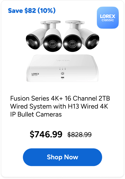 Fusion Series 4K+ 16 Channel (8 Wired + 8 Fusion Wi-Fi) 2TB Wired System with A14 Wired 4K IP Dome Cameras
