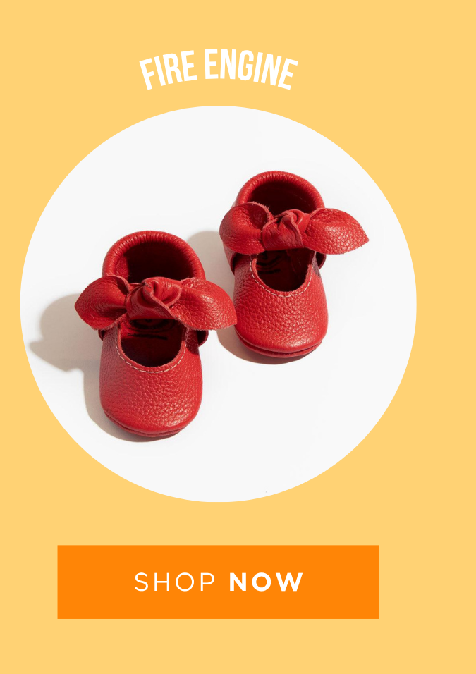 Fire Engine Knotted Bow Baby Shoe