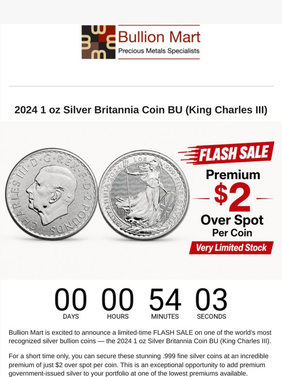 Today's Offer : $2 Over Spot | 1 oz Silver Britannia (Random)