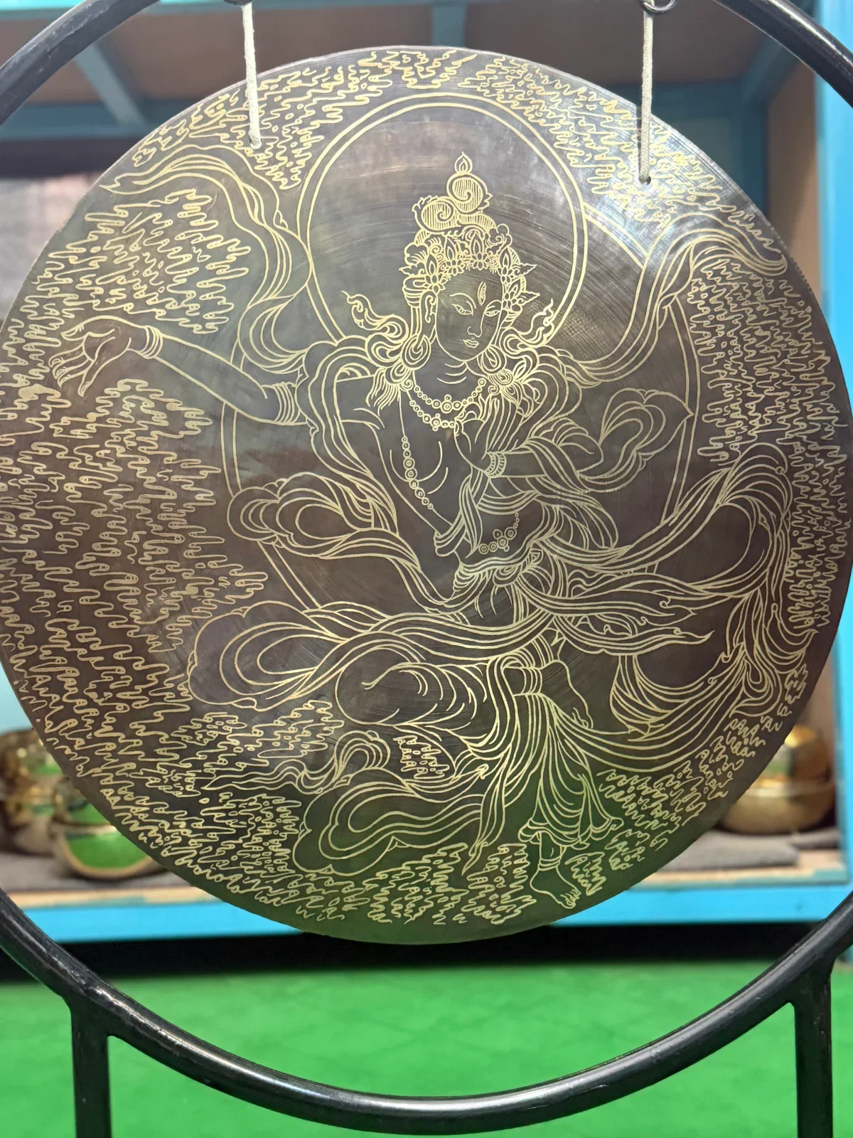 Gong 12, a one of a kind hand-hammered bronze temple style gong from Nepal