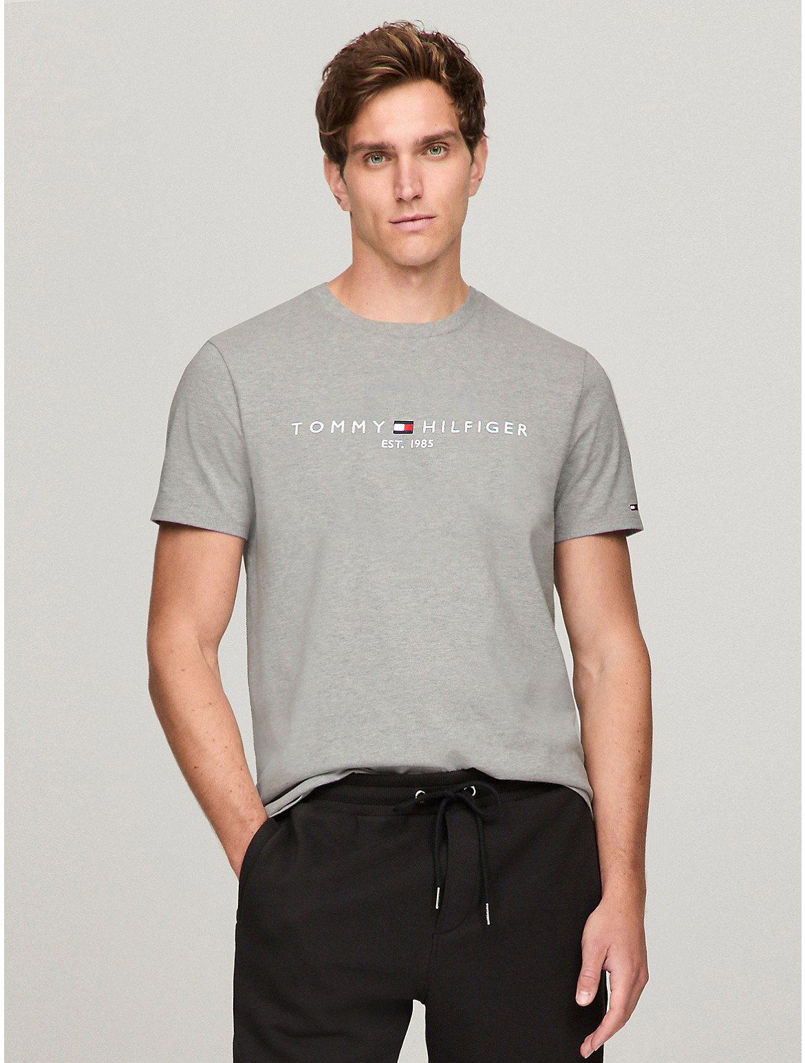 Image of Embroidered Tommy Logo Slim Fit T-Shirt