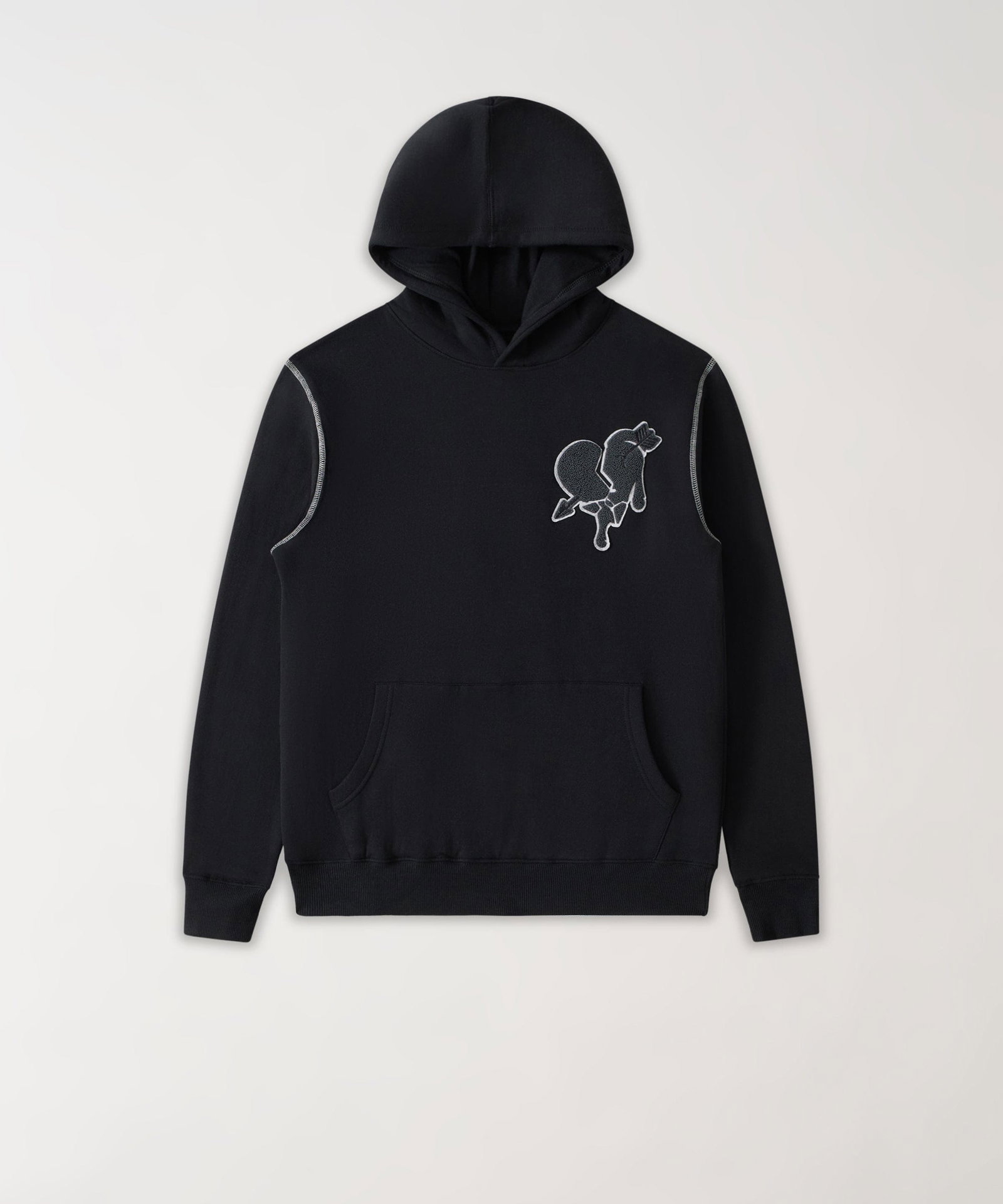 Heartless Embroidered Fleece Hoodie - Black - BLACK / S