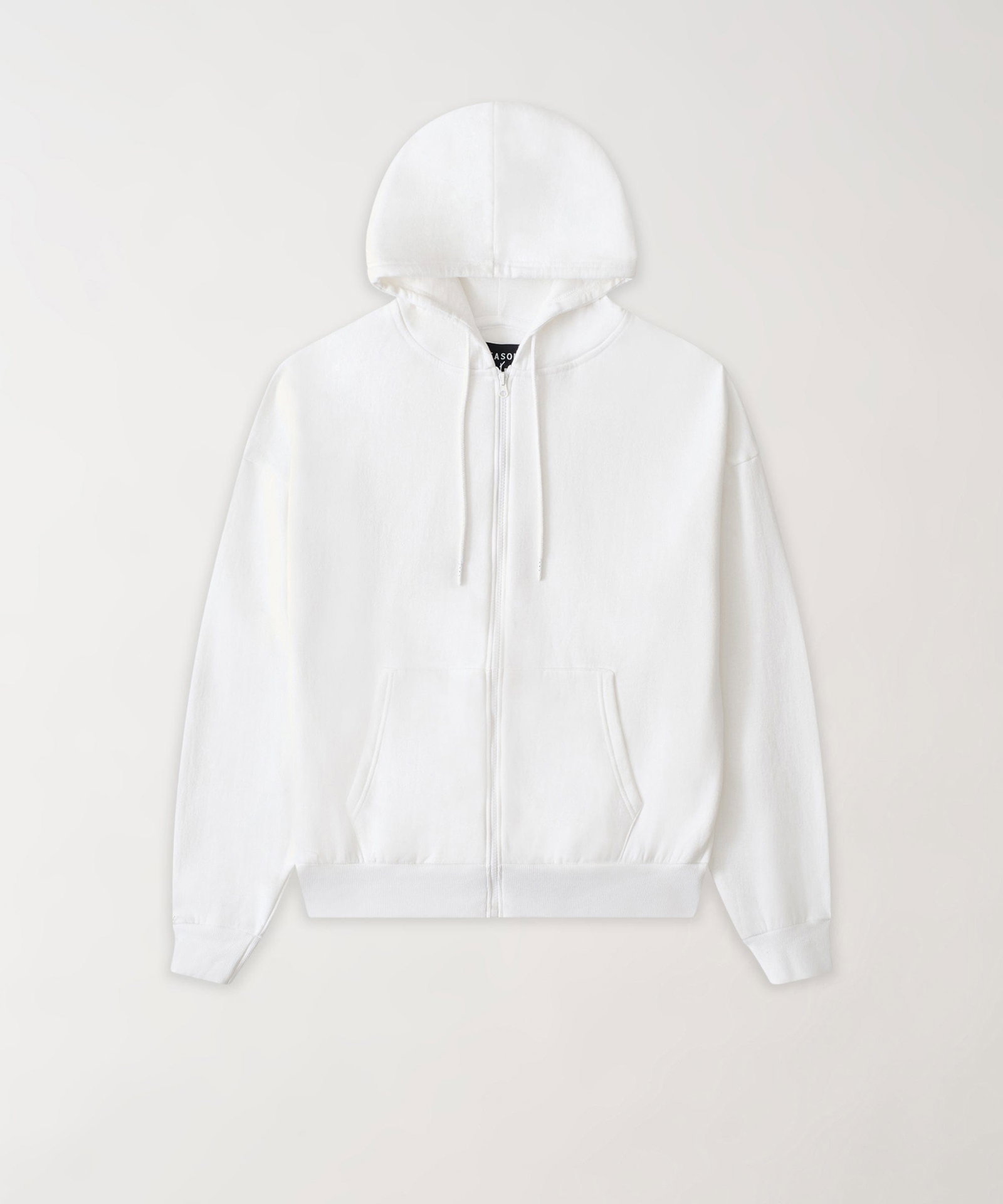 Essential Heavyweight Fleece Baggy Fit Comfy Zip Up Hoodie - White - WHITE / S