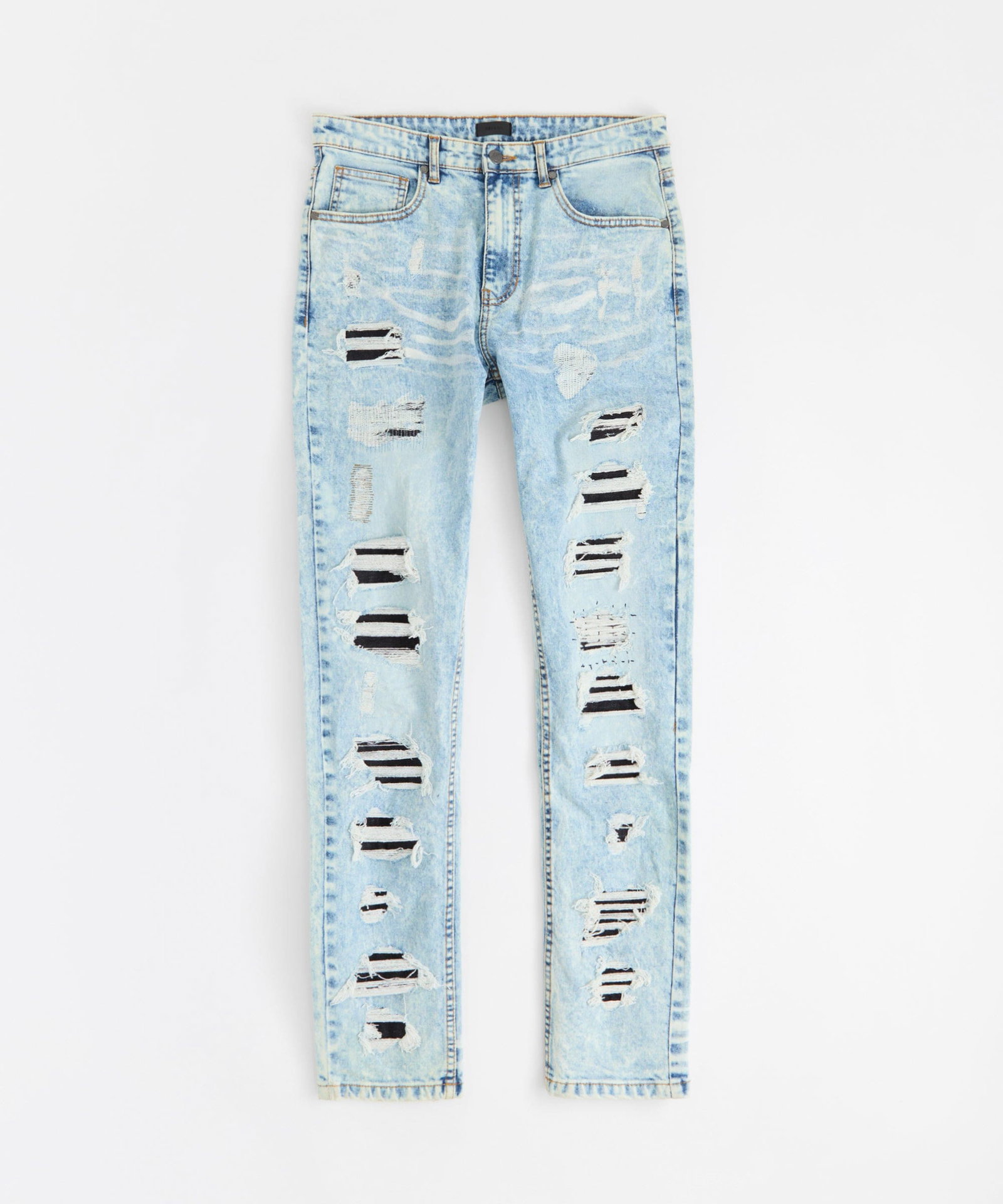 Destroyed Rip and Repair Denim Jeans - Light Blue - LIGHT BLUE / 32
