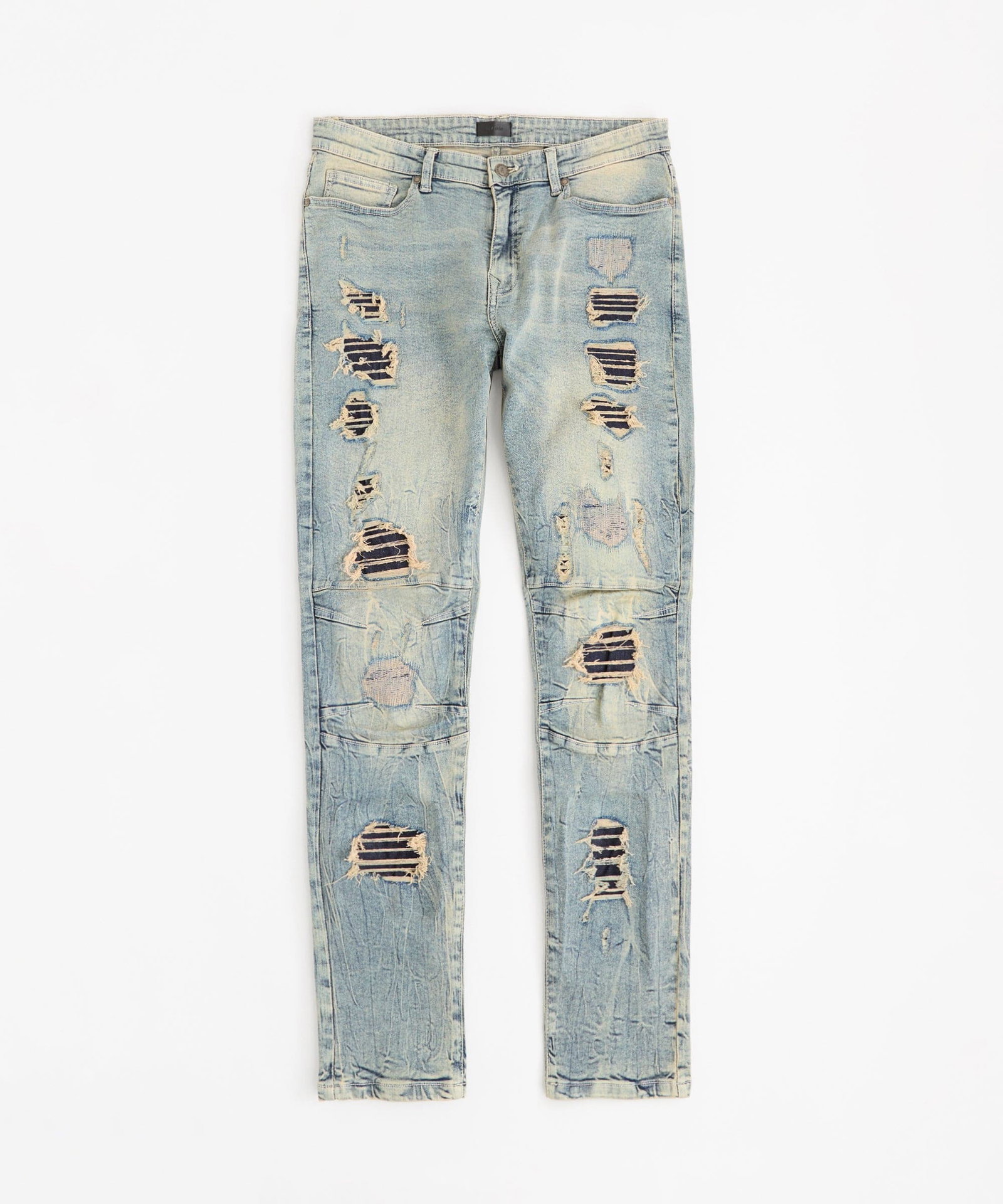 Rip And Repair Washed Denim Jeans - Light Blue - LIGHT BLUE / 30