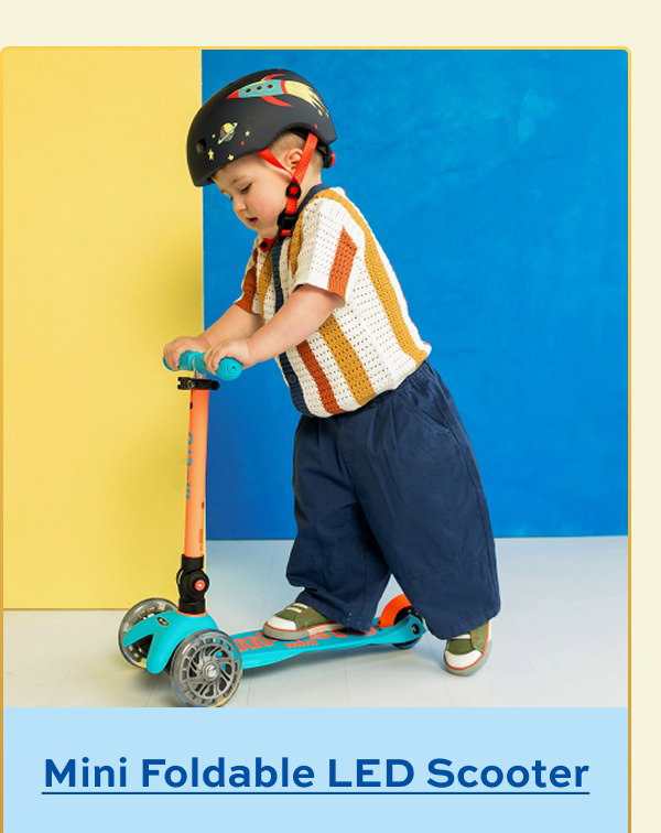 Mini Foldable LED Scooter  • Ages 2-5 • Neon Canary Yellow/Blue • Neon Flamingo Pink/Yellow • Neon Sunset Orange/Aqua