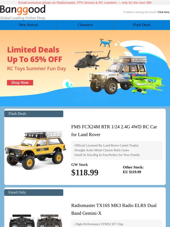 RC Flash Deals Live: Save Up to 74% On Drones, Cars & Radios! Hurry!