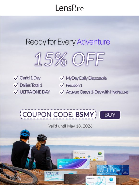 Adventure-Ready Vision Starts Here 🏕️ 15% OFF Selected Contacts