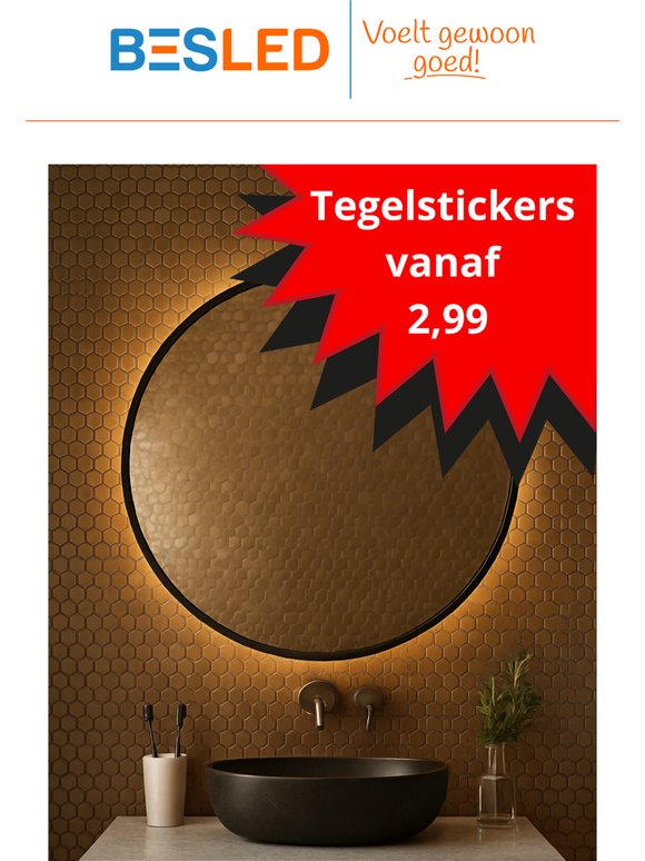 Tegelstickers vanaf €2,99 – badkamer, keuken, toilet