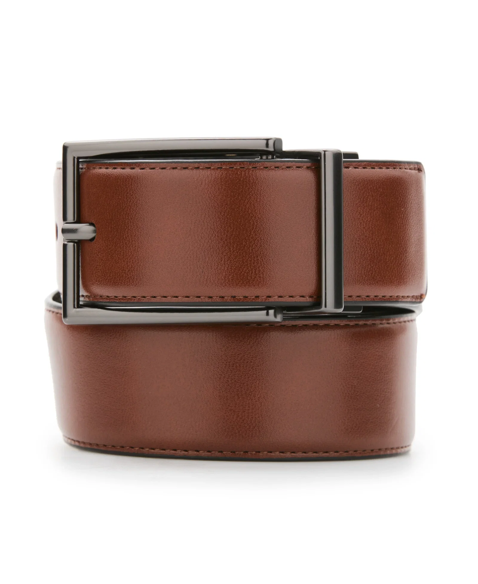 Image of Genuine Leather Reversible Belt With Gunmetal Buckle
