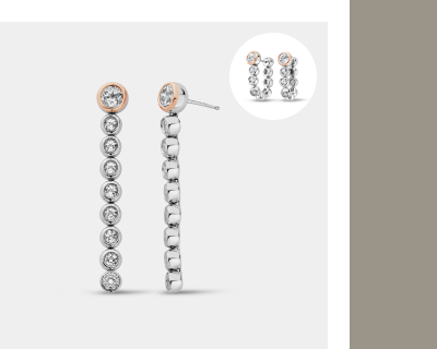 Clogau® Celebration Sterling Silver Drop-Hoop Tennis Earrings with Topaz