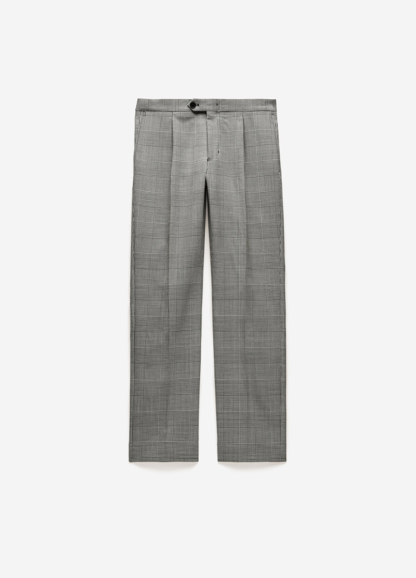Image of Tailored Check Wool Pants Mocha