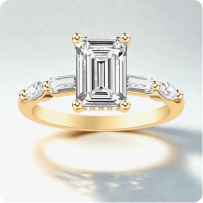 Morgan. ArtCarved Emerald-Cut Engagement Ring Setting in 14k Yellow Gold