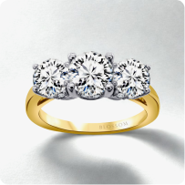 Blossom Cut Round Lab Grown 2.35ctw. Diamond 3 Stone Hidden Halo Engagement Ring in 14k Yellow Gold