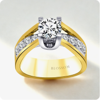 Blossom Cut Round Lab Grown 1.65ctw. Diamond Bridge Over Water Engagement Ring in 14k Two Tone Gold