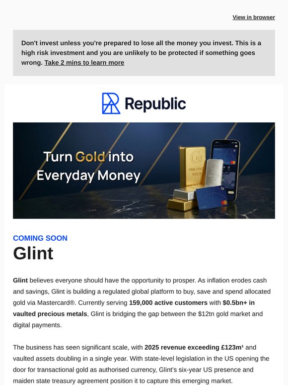 COMING SOON: Glint | The regulated gold payments platform with £123m+ revenue