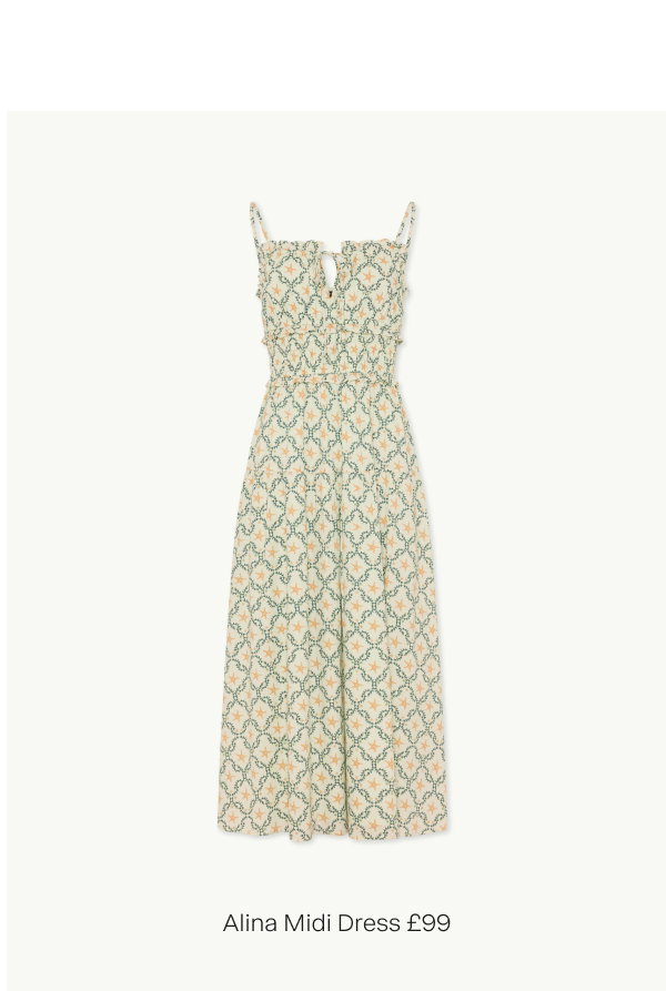 Blue Ocean Printed Shirred Waist Alina Midi Dress