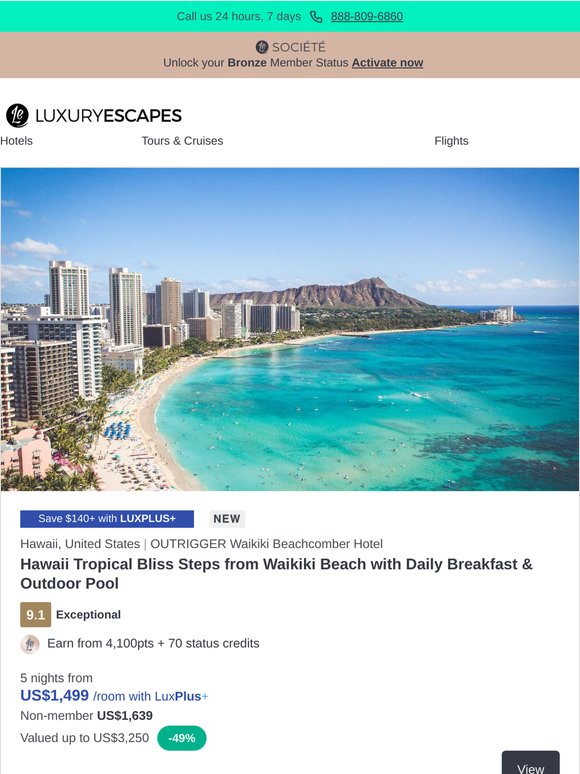 Hawaii Tropical Bliss Steps from Waikiki Beach w. Daily Breakfast